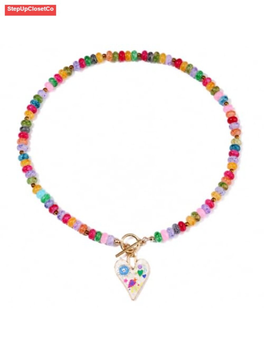 GelConnie Beaded Necklace for Women Colorful Glass Beads Choker Necklace